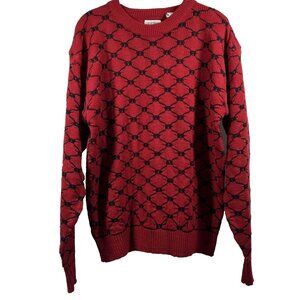 Saturdays Men's VTG Sweater Large Red Black Pullover‎ Long Sleeve Knit Vintage